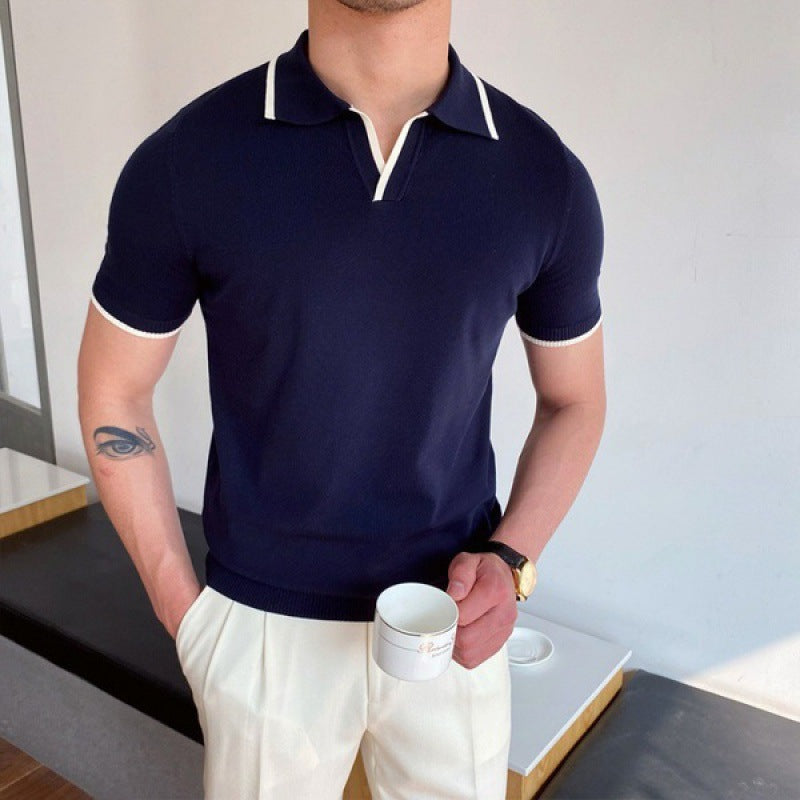 Men's Contrast Trim Knit Polo Shirt