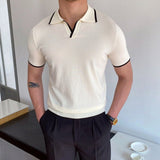 Men's Contrast Trim Knit Polo Shirt