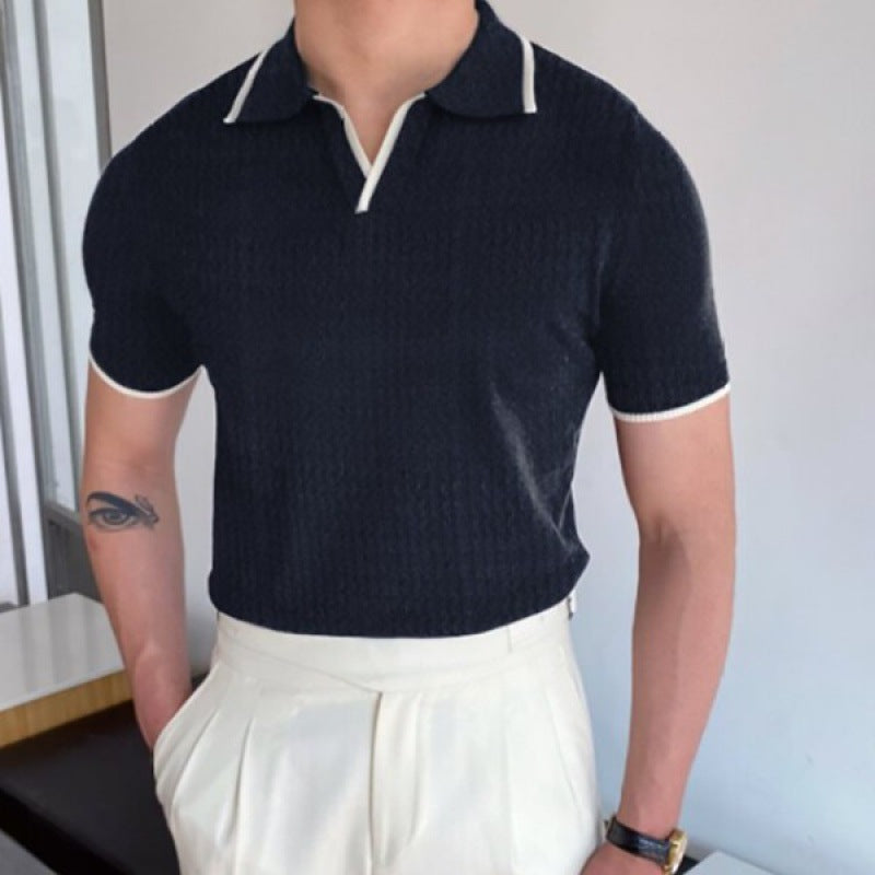 Men's Contrast Trim Knit Polo Shirt