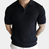 Men's Ribbed Knit Polo Shirt