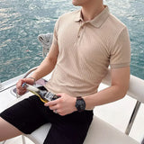 Men's Textured Open Collar Polo Shirt