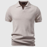 Men's Ribbed Open Collar Polo Shirt