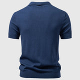 Men's Ribbed Open Collar Polo Shirt
