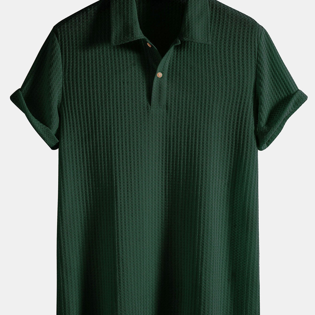 Men's Ribbed Open Collar Polo Shirt