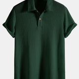 Men's Ribbed Open Collar Polo Shirt