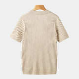 Men's Ribbed V-Neck Knit Polo Shirt