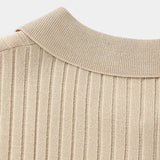 Men's Ribbed V-Neck Knit Polo Shirt