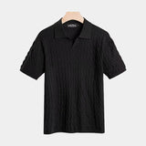 Men's Ribbed Open Collar Polo Shirt
