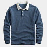 Men's Long Sleeve Contrast Collar Polo Shirt