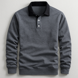 Men's Long Sleeve Contrast Collar Polo Shirt