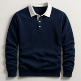 Men's Long Sleeve Contrast Collar Polo Shirt