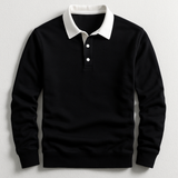 Men's Long Sleeve Contrast Collar Polo Shirt