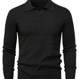 Men's Ribbed Polo Knit Sweater