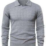 Men's Ribbed Polo Knit Sweater