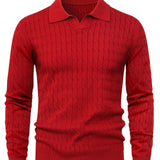 Men's Ribbed Polo Knit Sweater
