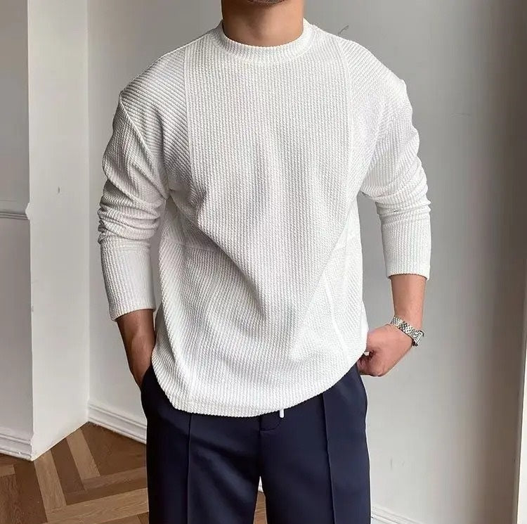 Men's Textured Crew Neck Knit Sweater