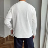 Men's Textured Crew Neck Knit Sweater