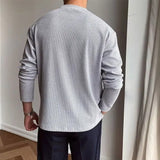 Men's Textured Crew Neck Knit Sweater