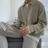 Men's Ribbed Polo Knit Sweater