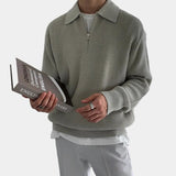 Men's Ribbed Quarter Zip Knit Sweater