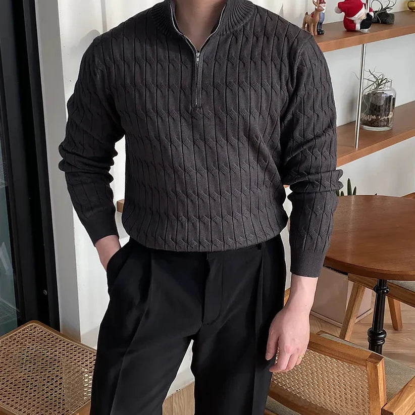 Men's Textured Quarter Zip Knit Sweater