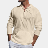 Men's Hooded Lace-Up Henley Shirt