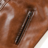 Men's Faux Leather Zip Front Jacket