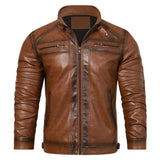 Men's Faux Leather Zip Front Jacket