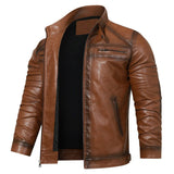 Men's Faux Leather Zip Front Jacket