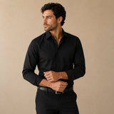 Men's Tailored Long Sleeve Shirt with Point Collar