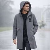 Men's Waterproof Windproof Hooded Long Rain Jacket