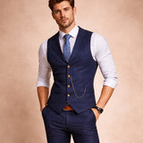 Men's Classic Tweed Tailored Suit Gilet