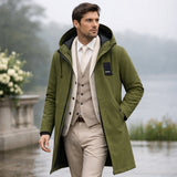Men's Waterproof Windproof Hooded Long Rain Jacket