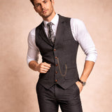 Men's Classic Tweed Tailored Suit Gilet