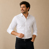 Men's Tailored Long Sleeve Shirt with Point Collar