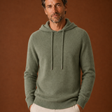 Men's Hooded Knit Sweater with Adjustable Drawstring
