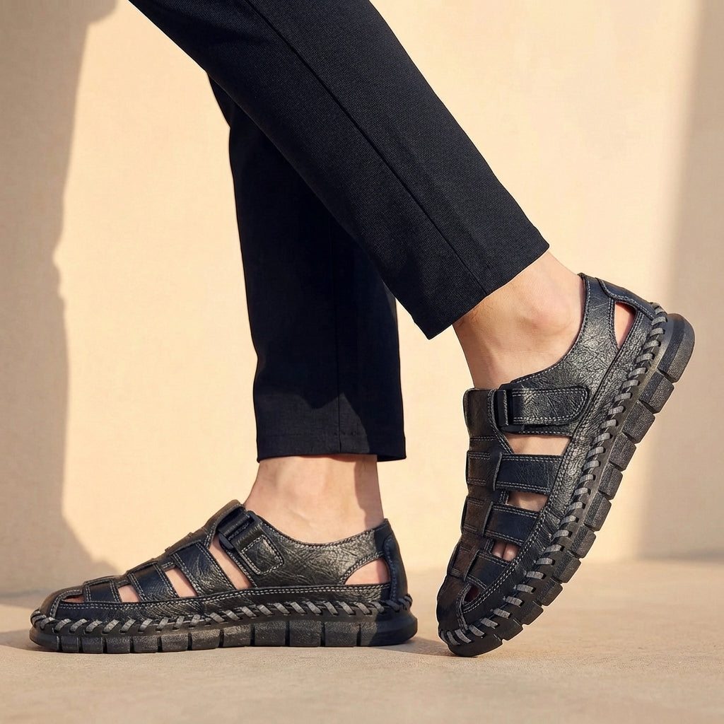 Men's Woven Leather Fisherman Sandals