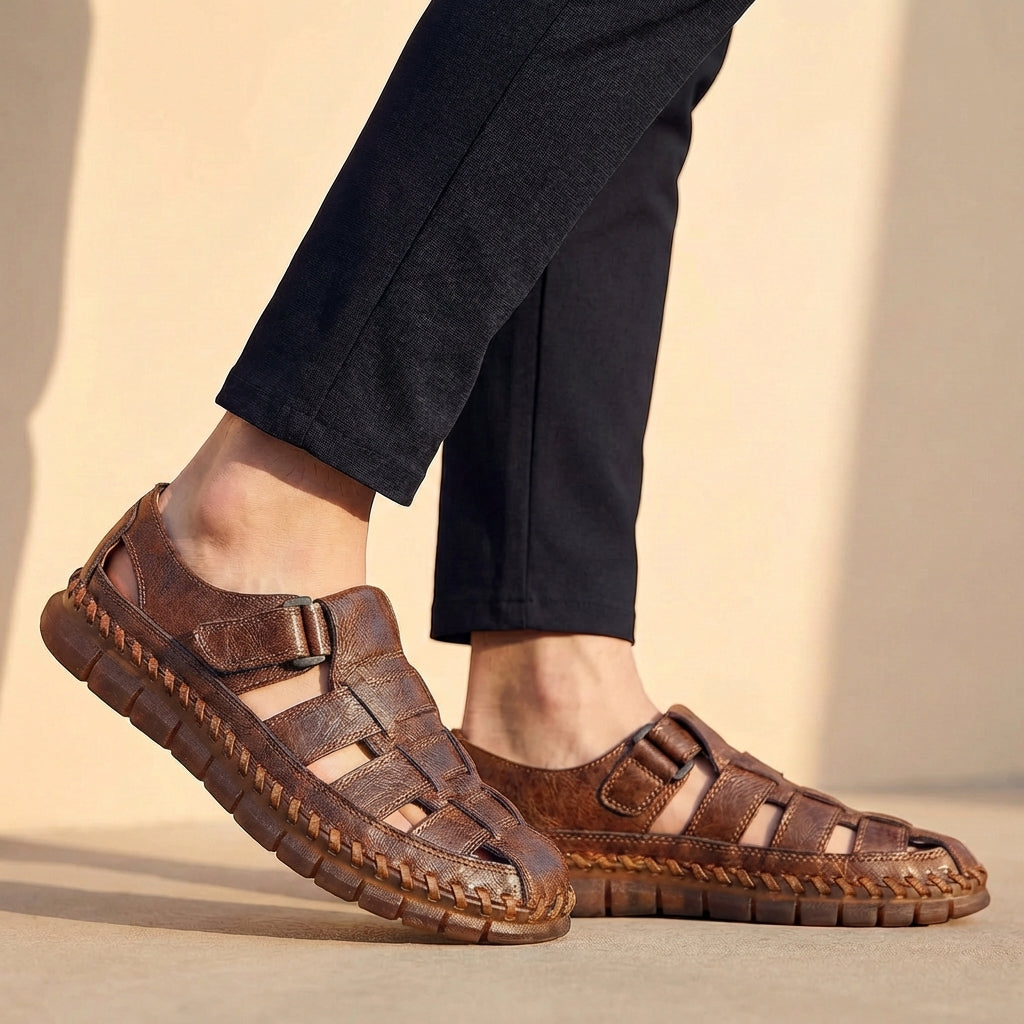 Men's Woven Leather Fisherman Sandals