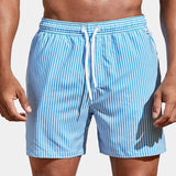 Men's Striped Drawstring Swim Shorts
