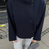 Women's Structured Wool Stand Collar Jacket