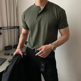 Men's Henley Crew Neck T-Shirt