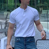 Men's Henley Crew Neck T-Shirt