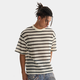 Men's Oversized Striped Crew Neck T-Shirt