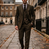 Men's Slim Fit Checked Three Piece Suit