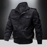 Men's Field-Style Utility Jacket with Stand Collar