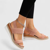 Women's Elastic Strap Cushioned Slip-On Sandals