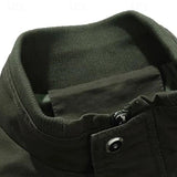 Men's Field-Style Utility Jacket with Stand Collar