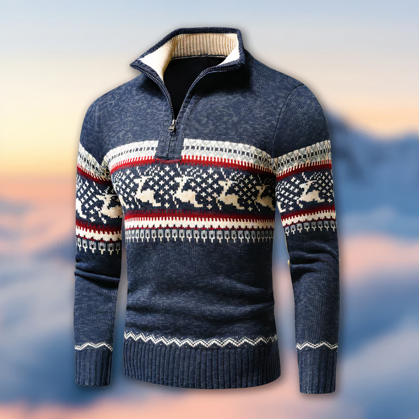 Men's Knitted Christmas Sweater with Crew Neck