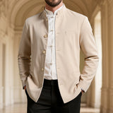 Men's Mandarin-Collar Button-Front Lightweight Jacket