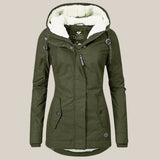 Fleece-Lined Hooded Jacket with Zip Front